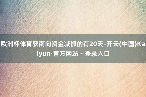 欧洲杯体育获南向资金减抓的有20天-开云(中国)Kaiyun·官方网站 - 登录入口